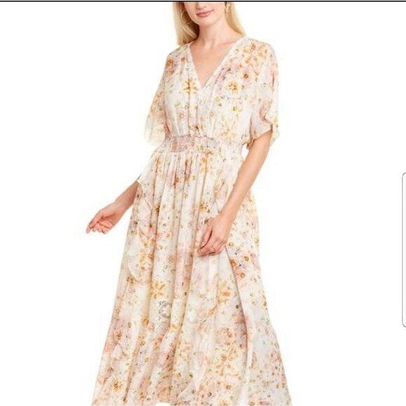 Johnny Was Silk Floral Maxi Dress Boho Kimono Sleeve Flowy Size XL - Picture 1 of 14